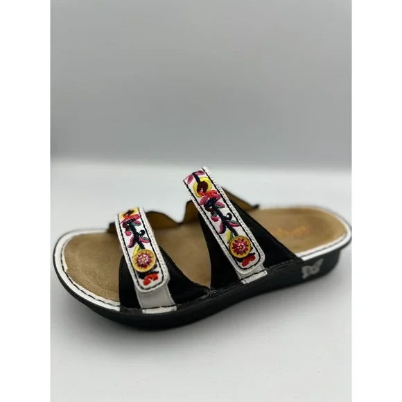 Alegria Floral Embroidered Clara Slides Sandals EU 38 US 7.5 Leather Slip Ons - Picture 7 of 16